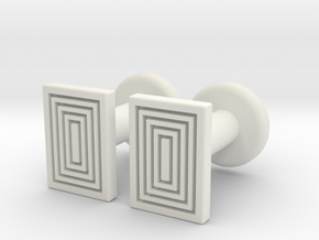 Geometric, Minimalistic Men's Rectangular Cufflink in White Natural Versatile Plastic