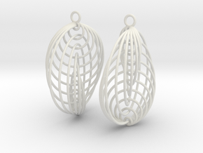 Running in Circles - Earrings in White Natural Versatile Plastic: Medium