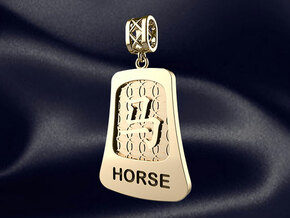 Chinese 12 animals pendant with bail - the horse in 14k Gold Plated Brass