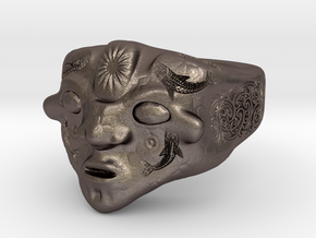 Tribal mask in Polished Bronzed Silver Steel: 8 / 56.75