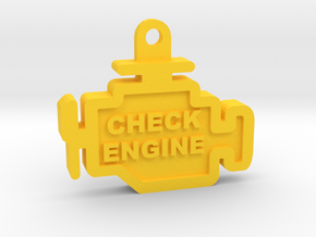 Check Engine Light Keychain (with text) in Yellow Processed Versatile Plastic