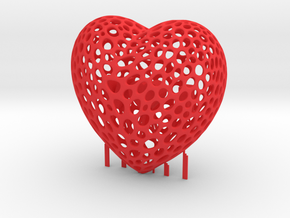 Voronoi Heart L❤️V in Red Processed Versatile Plastic: Medium