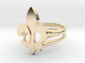 fleur de lis RING in 14k Gold Plated Brass: 10 / 61.5