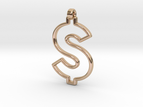 Dollar Symbol Pendant in 14k Rose Gold Plated Brass