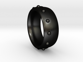 Rivets Band Ring US Ring Size 11 ½ (UK Size X) in Matte Black Steel