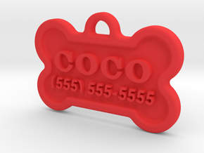 Dog Tag Coco in Red Processed Versatile Plastic