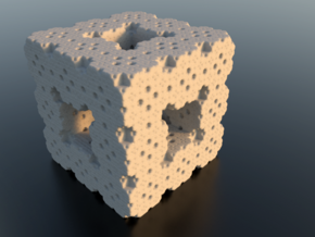 Menger Cube Fractal in White Natural Versatile Plastic