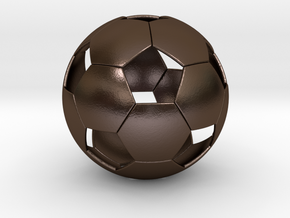 Soccer ball in Polished Bronze Steel