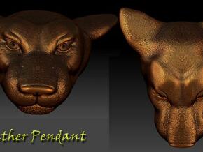 Panther Head Pendant  in Polished Bronze Steel