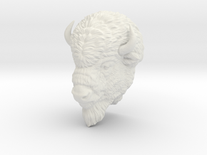 American Bison head. Wall-mounted sculpture in White Natural Versatile Plastic: Small