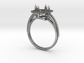solitaire ring with basket - princess cut 7x7 (Siz in Natural Silver
