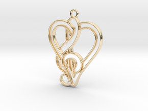 Treble Clef and heart intertwined in 14k Gold Plated Brass