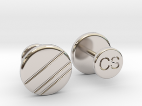 Personalized Stud/Button cufflinks in Rhodium Plated Brass