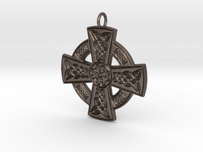 Celtic Cross with center knotwork in Polished Bronzed-Silver Steel