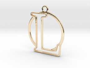 Initial L & circle  in 14k Gold Plated Brass