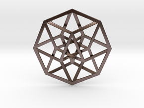 4D Hypercube (Tesseract) 2.5" in Polished Bronze Steel
