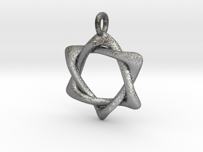 Star of David Pendant 04 in Fine Detail Polished Silver