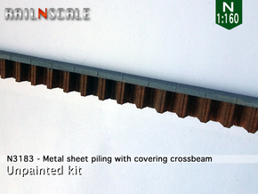 Metal sheet piling w/ covering crossbeam (N 1:160) in White Natural Versatile Plastic