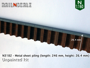 Metal sheet piling w/ covering crossbeam (N 1:160) in White Natural Versatile Plastic