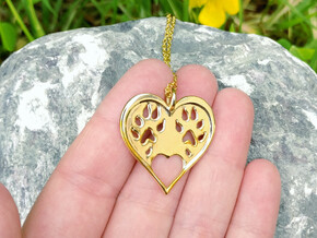 Ferret paw print pendant - precious in 18k Gold Plated Brass