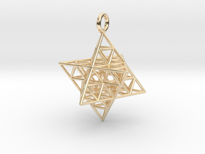 Star Tetrahedron Fractal 35mm in 14k Gold Plated Brass