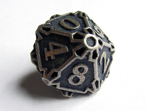 Large Premier d10 in Polished Bronzed Silver Steel