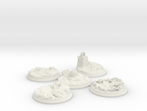 Set of five 40 mm Bases for my "Lava World" series in White Premium Versatile Plastic