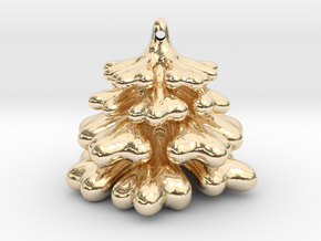 Christmas Tree Pendant in 14k Gold Plated Brass: Small