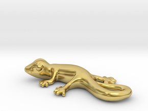 Cute Gecko Keychain in Polished Brass