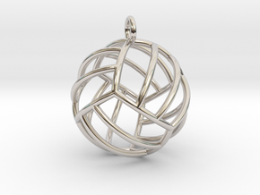 Volleyball Pendant (Full Sphere) in Rhodium Plated Brass