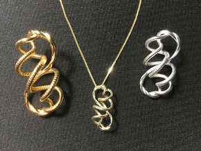 Shiny Gold or Silver Pendant: Entangled Forever 2 in Fine Detail Polished Silver: Medium