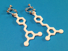 Resveratrol Red Wine Molecule Earrings in White Processed Versatile Plastic