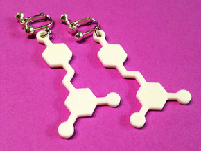 Resveratrol Red Wine Molecule Earrings in White Processed Versatile Plastic