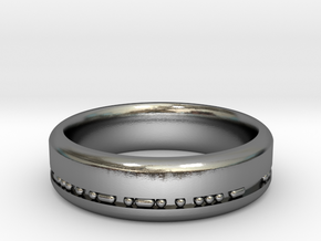 6mm Morse Code Ring [Customisable] - US Size 9.5 in Polished Silver: 9.5 / 60.25
