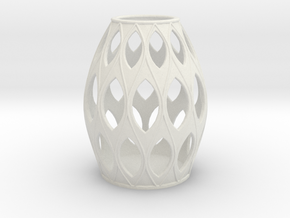 Oval Open Pattern Vase Medium in White Natural Versatile Plastic