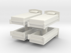 Single Bed (x4) 1/72 in White Natural Versatile Plastic