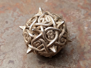 Thorn d20 V2 in Polished Bronzed-Silver Steel