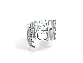 Metal ringpoem "Very warm welcome to Nifis home" in Natural Silver