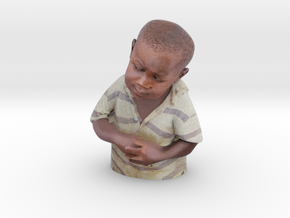 Skeptical African Child Bust in Full Color Sandstone