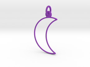 Moon Pendant - Keychain in Purple Processed Versatile Plastic