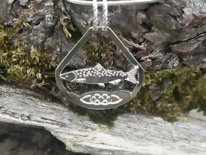 Celtic Zodiac Salmon in Natural Silver