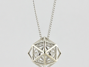 Faceted Icosa Pendant in Polished Silver