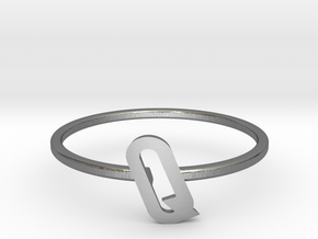 Letter Q Ring in Polished Silver: 7 / 54