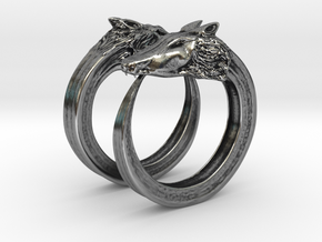 Double wolves ring (1,75cm) in Antique Silver