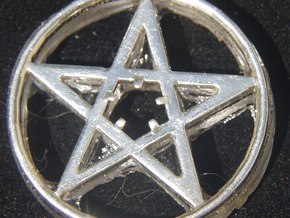 Light up pentacle necklace (front) in Polished Silver