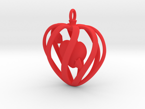 Heart Cage Pendant in Red Processed Versatile Plastic