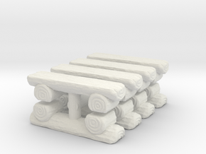 Log Bench (x8) 1/160 in White Natural Versatile Plastic