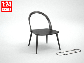 1:24 Minimalist Chair Version 'A' for Dollhouses in Black Natural Versatile Plastic
