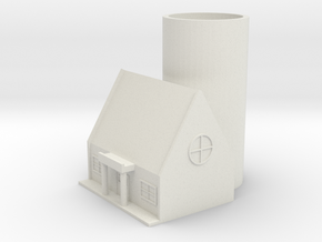 House-shaped business card and pencil holder in White Natural Versatile Plastic
