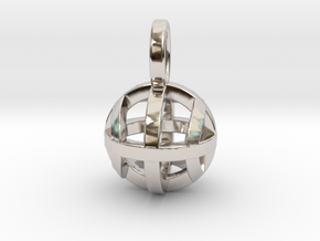 Tennis Sphere XYZ (Pendant) in Rhodium Plated Brass
